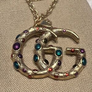 Gold Multicolor Pendant Necklace